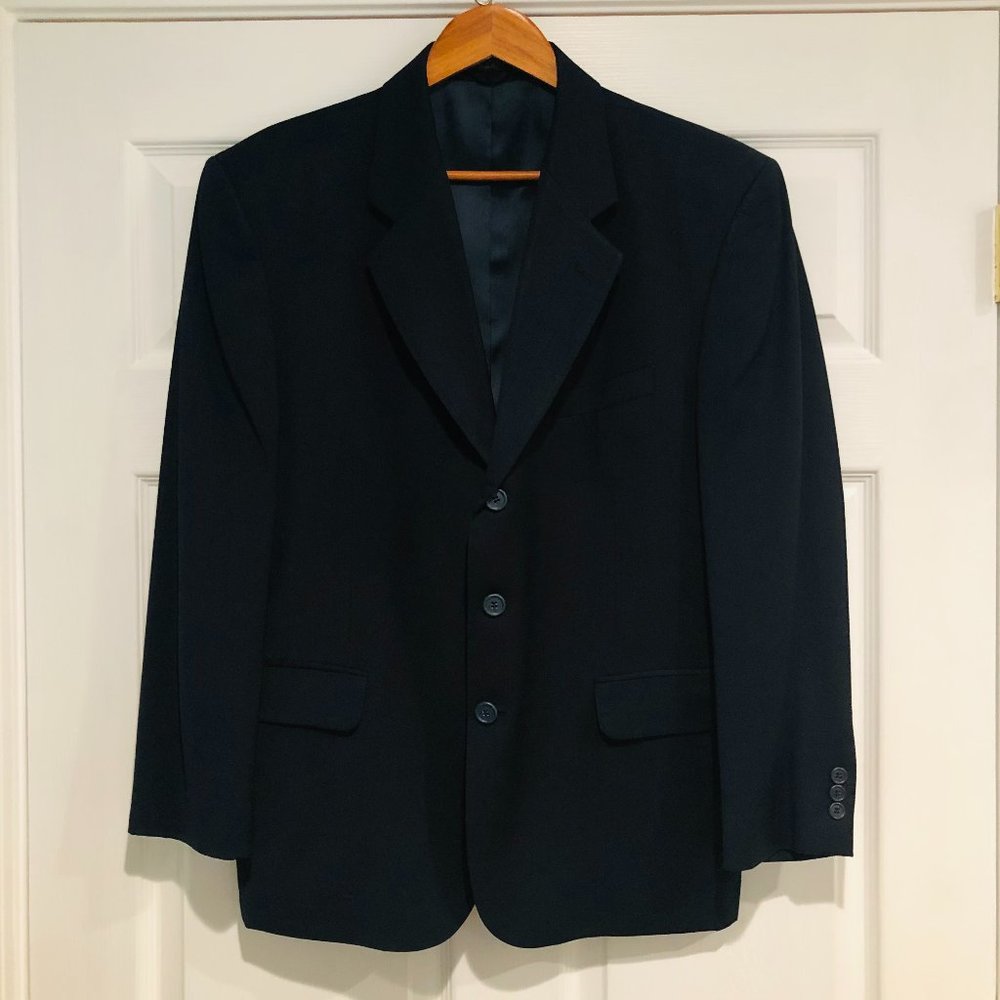 Today's Man wool navy blue mens suit